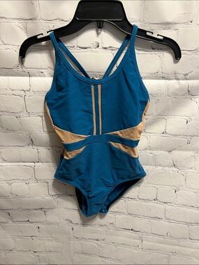 Honeycut leotard AXXS teal with mesh Accents